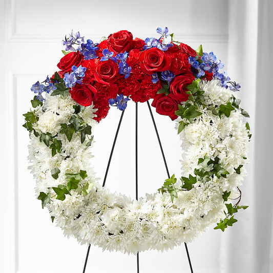 Patriotic Passion Wreath –  Flowers Within Hours, Palos Heights IL